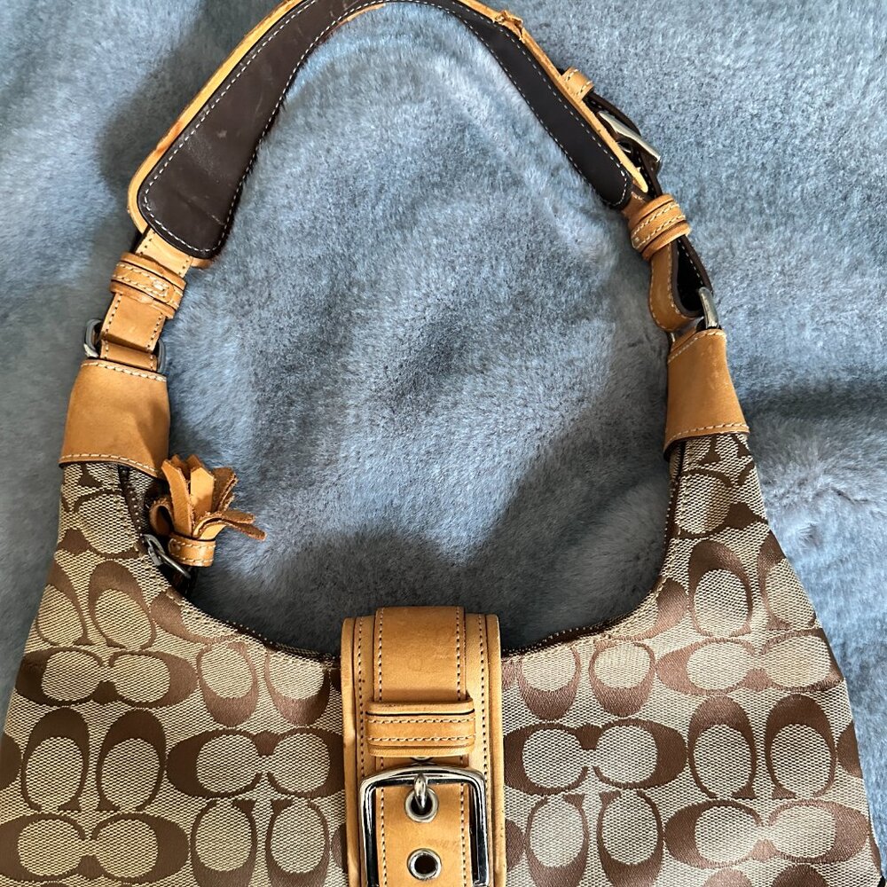 Coach Logo Shoulder Bag Purse Boho Brown Leather - Picture 5 of 9